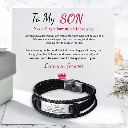To My Son, You Are Braver Than You Believe Inspirational Bracelet Initial ID Bar Bangle Gifts For Men-Jessemade AU