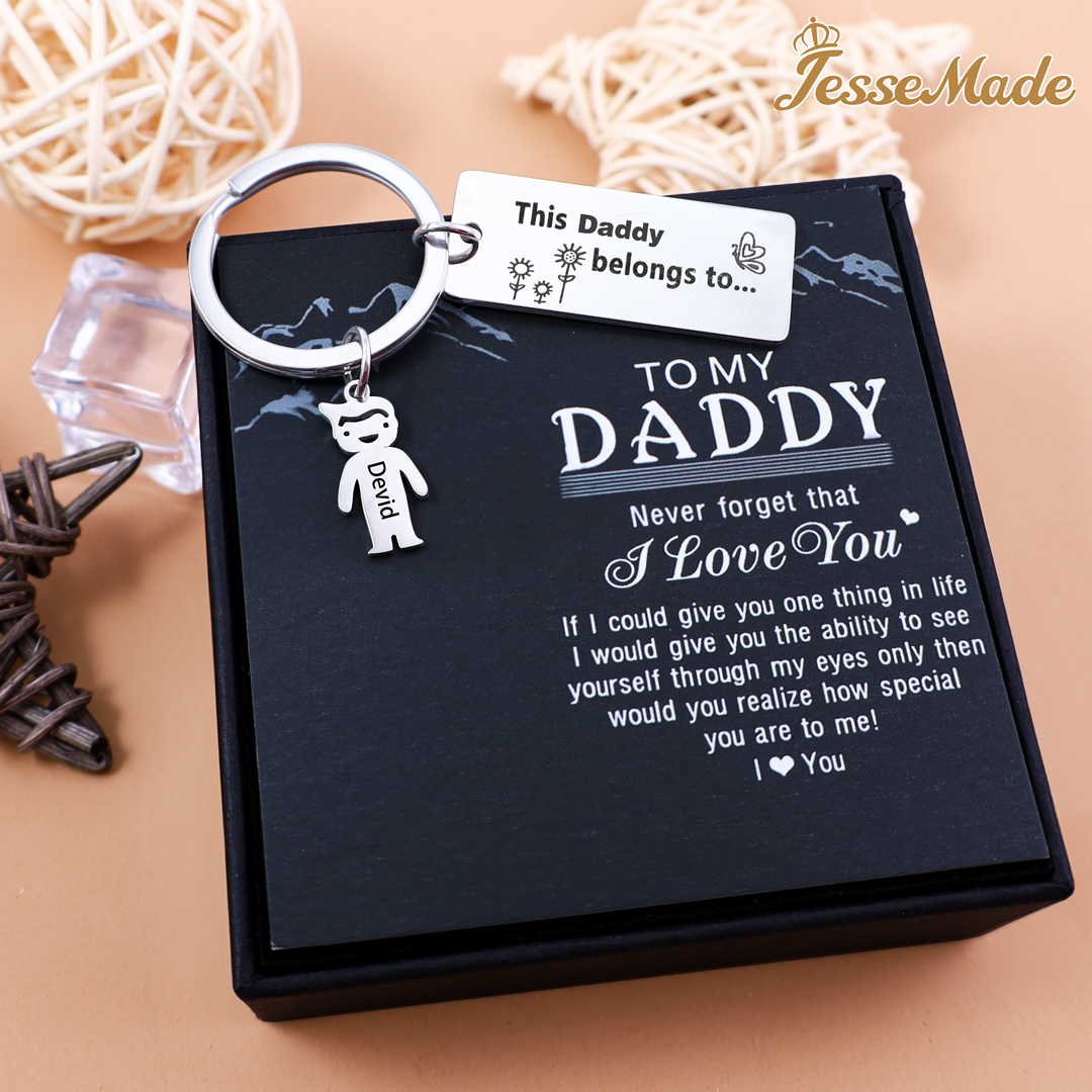 Personalised Keychain with Kid Charm Engraved 1 Name Family Keychain for Him-Jessemade AU