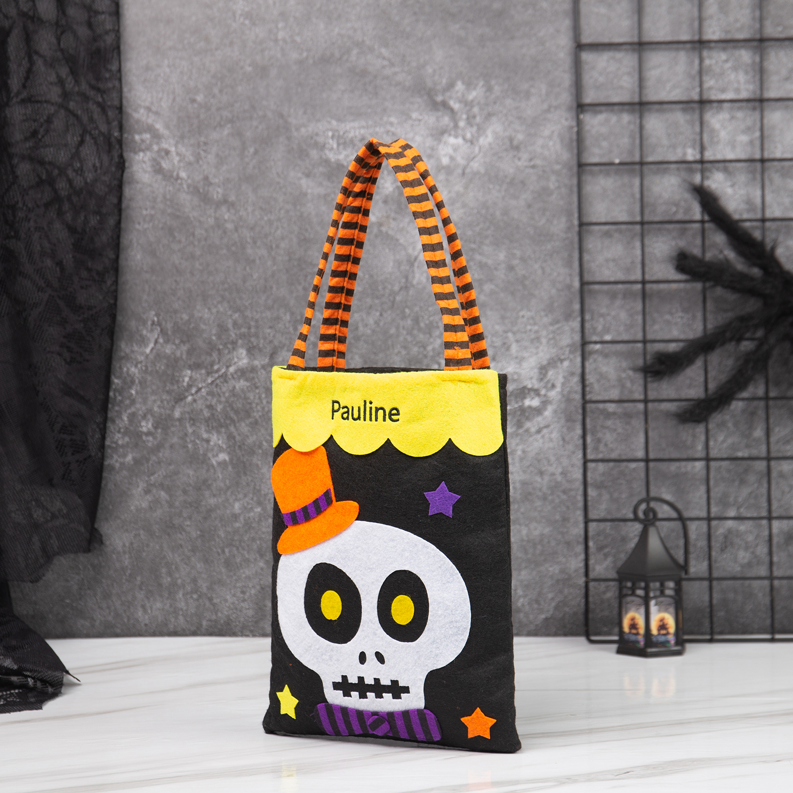 Personalised Halloween Tote Bags Custom 1 Name Tote Bag Halloween Candy Bag for Kids-Jessemade AU