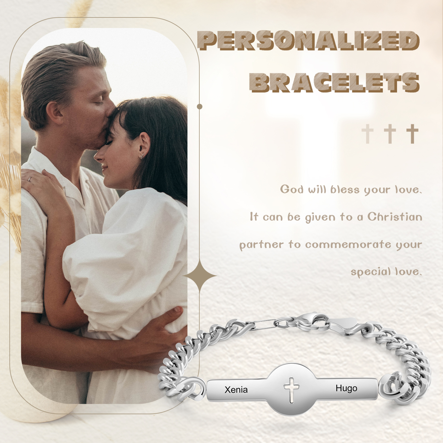 Personalised Couple Bracelet Custom 2 Names & Date & Text Bracelet Stainless Steel Bracelet Gift for Loved Ones -Jessemade AU