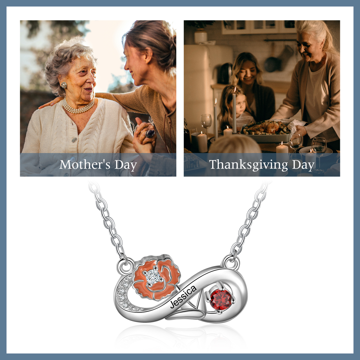 Personalised January Birthflower Necklace With Birthstone Gift For Women-Jessemade AU