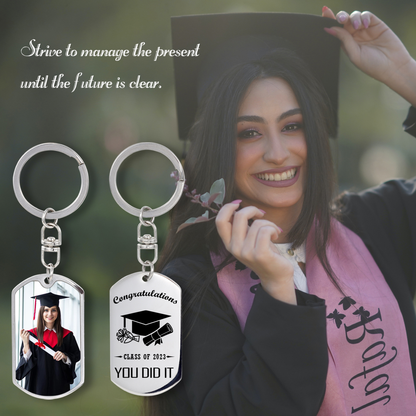 Graduation Keychain Engraved Photo Keychain for Her/Him-Jessemade AU