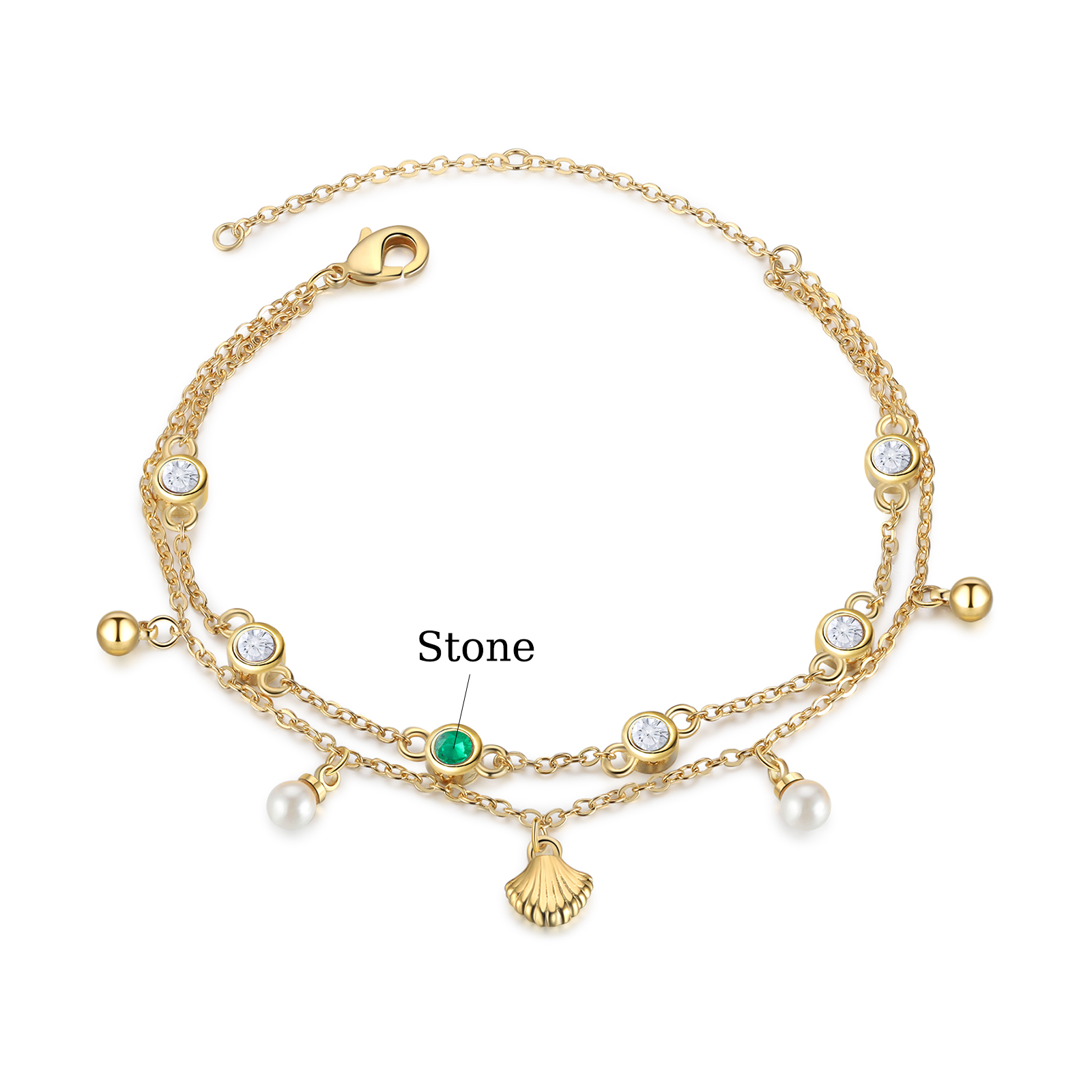 Personalised Women's Bracelet Custom 1 Birthstone Bracelet Gold Adjustable Bracelet Birthday Gift for Her-Jessemade AU