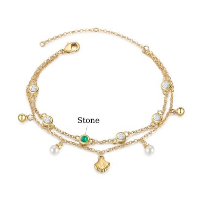 Personalised Women's Bracelet Custom 1 Birthstone Bracelet Gold Adjustable Bracelet Birthday Gift for Her-Jessemade AU