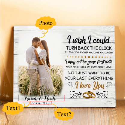 Personalised Wooden Plaque Custom 2 Texts & Photo Picture Board Ornaments Couple Gifts - I Wish I Could Turn Back The Clock-Jessemade AU