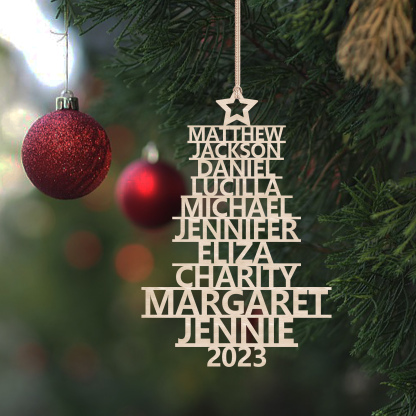 10 Names - Personalised Christmas Tree Ornaments Customised Name Xmas Wooden Decor Gifts for Family Friends-Jessemade AU