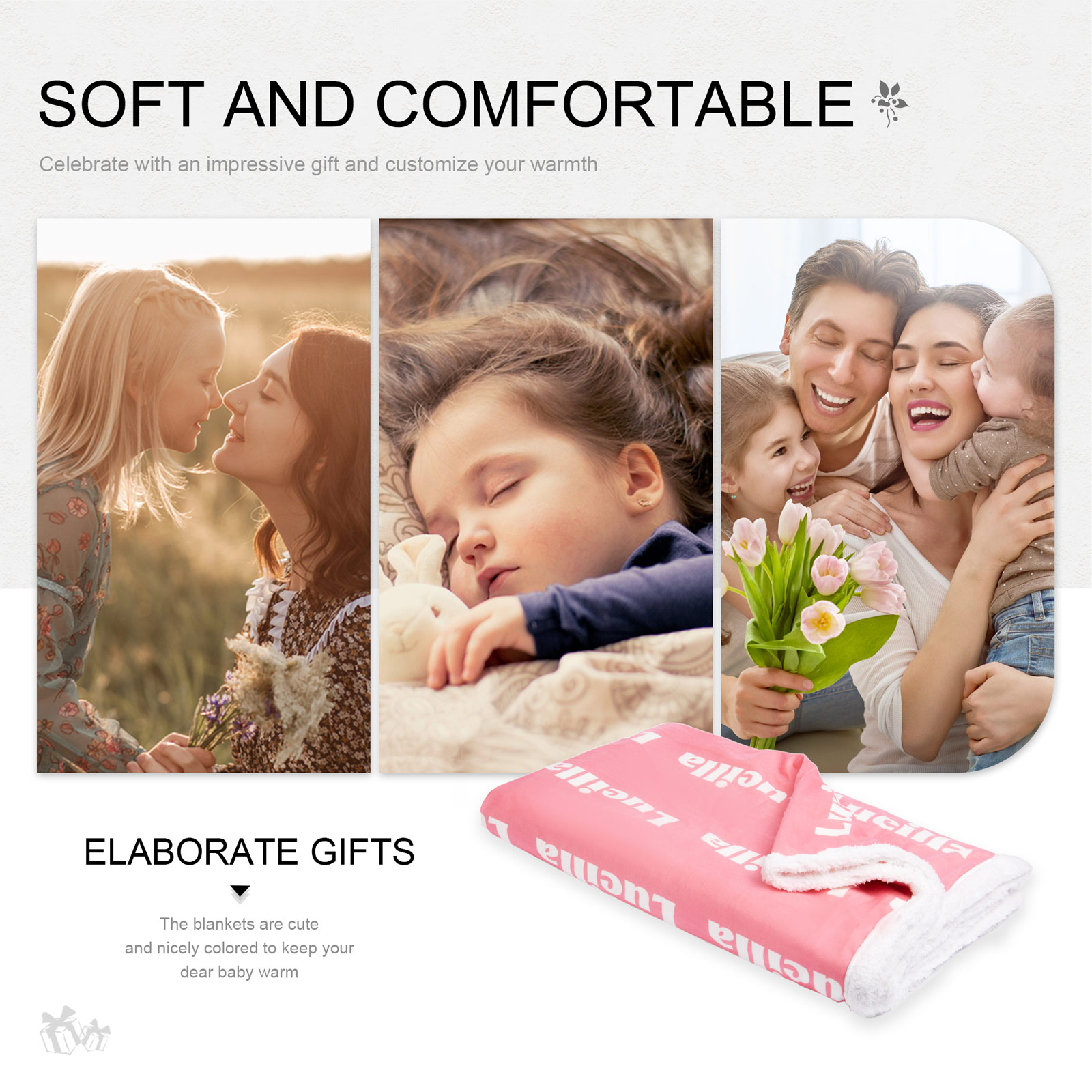 Personalised Name Pink Blanket Engrave Name Gifts For Baby Girl-Jessemade AU