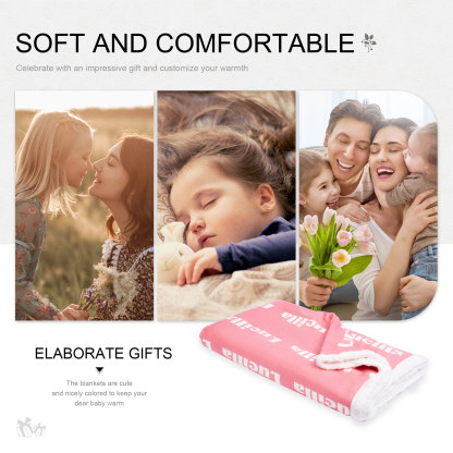 Personalised Name Pink Blanket Engrave Name Gifts For Baby Girl-Jessemade AU
