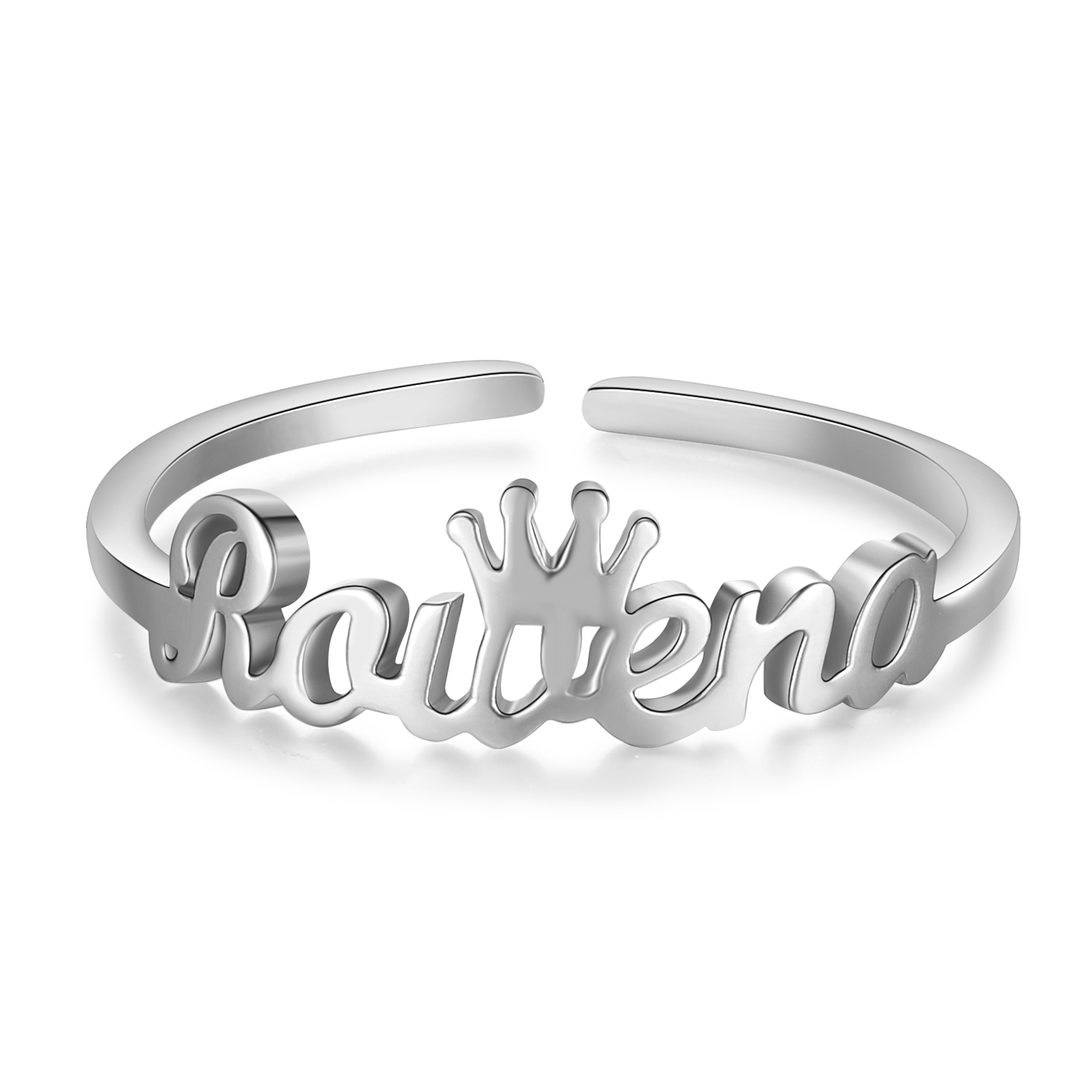 Crown Name Ring Personlized One Name Adjustable Rings-Jessemade AU