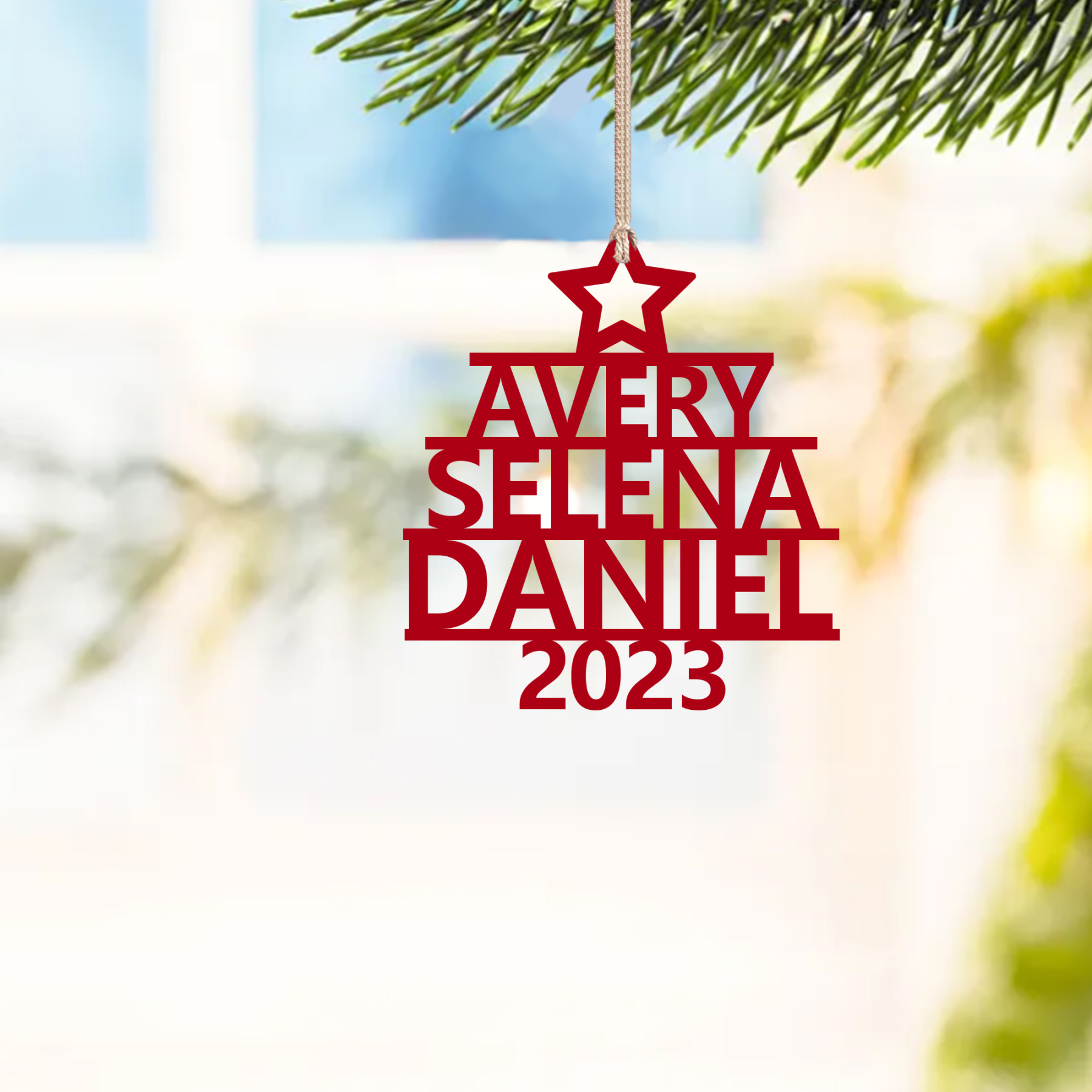 3 Names - Personalised Christmas Tree Ornaments Customised Name Xmas Wooden Decor Gifts for Family Friends-Jessemade AU