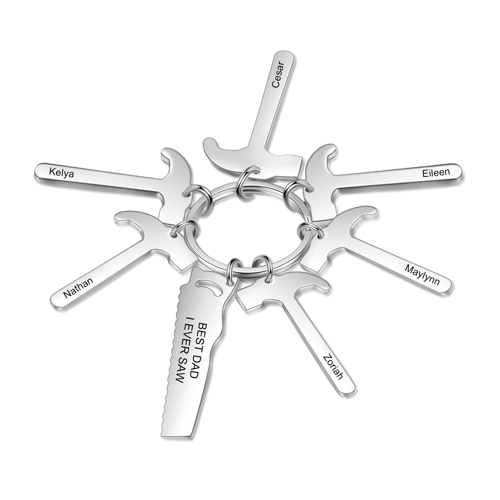 Father's Day Gifts Tool Keychain Personalised 6 Names Stainless Steel Keyring For Him-Jessemade AU