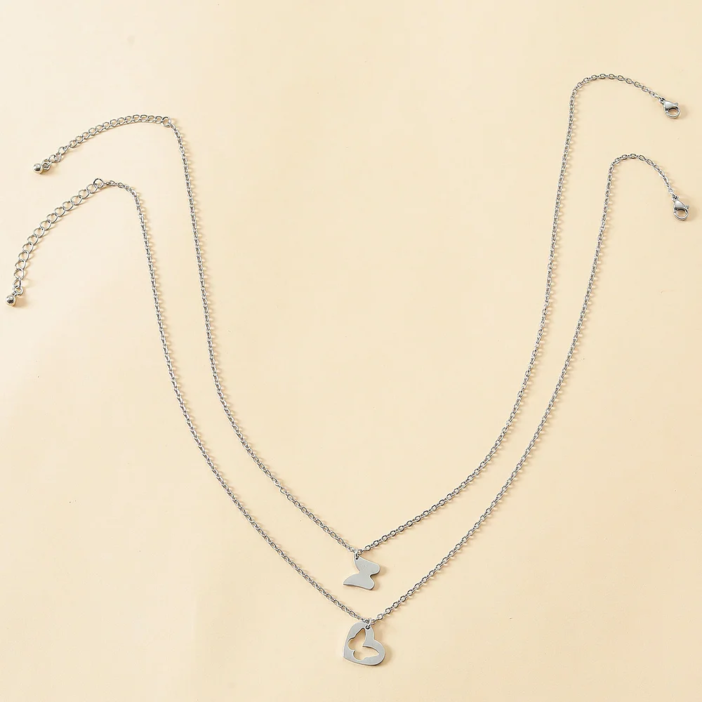 Mother-Daughter Heart Butterfly Pendant Necklace Set Adjustable Necklace with Gift Card for Her-Jessemade AU