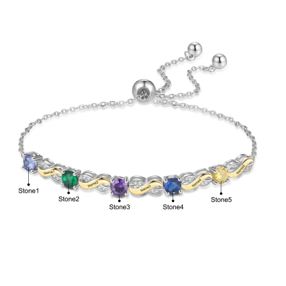 5 Names - Personalised Infinity Bracelet Custom Names & Birthstones Family Bracelet Gifts For Mother-Jessemade AU