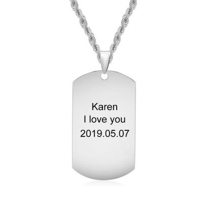 Personalised Tag Necklace Custom Black-White Photo Necklace Gifts for Him-Jessemade AU