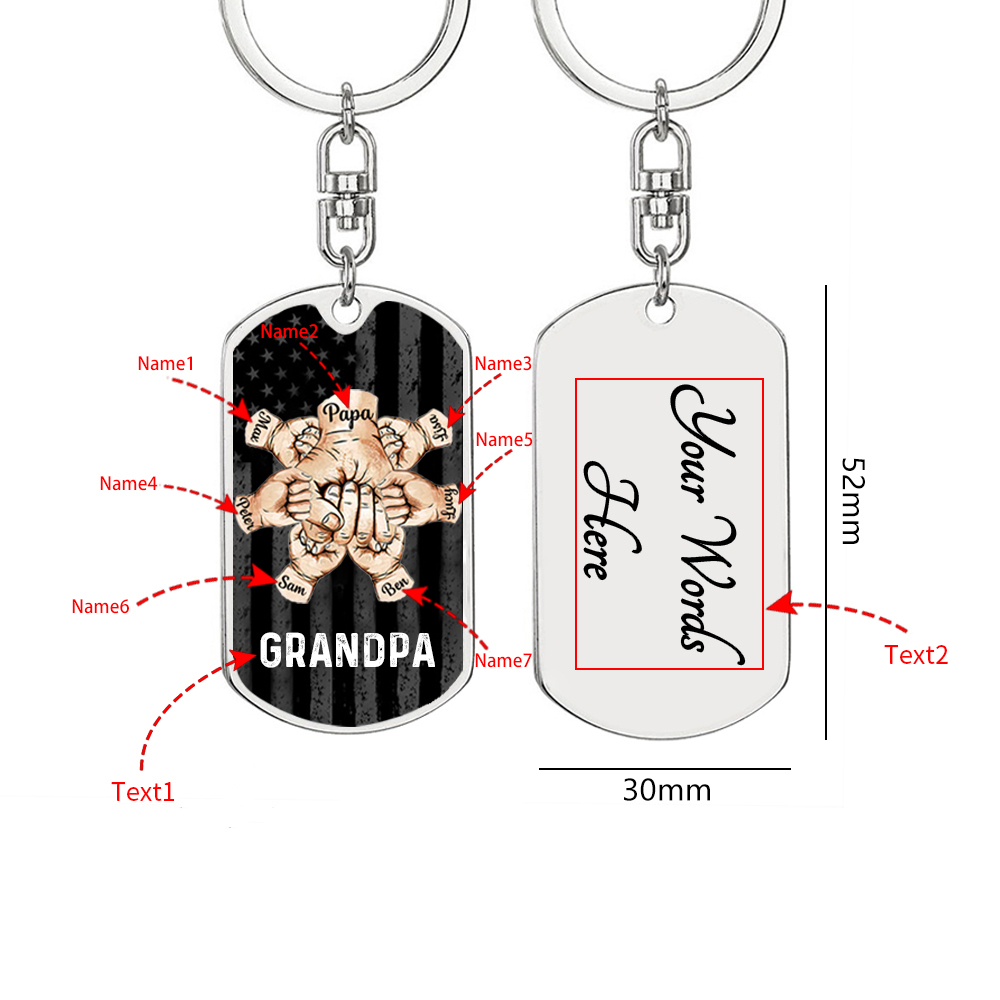 Custom Fist Bump Keychain Engrave 7 Names Family Gifts For Father/Grandpa-Jessemade AU
