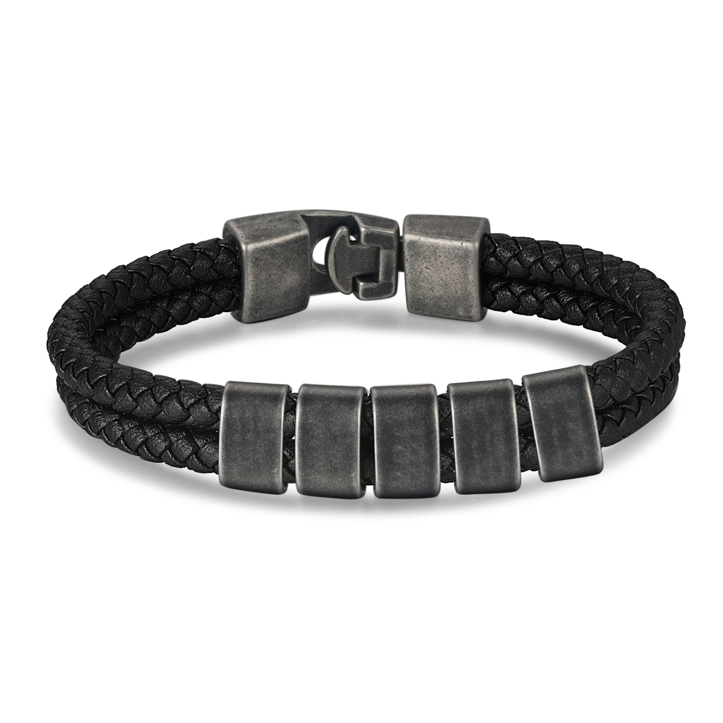 Personalised Retro Men Leather Bracelet with 5 Names Beaded Wrap Bracelet-Jessemade AU