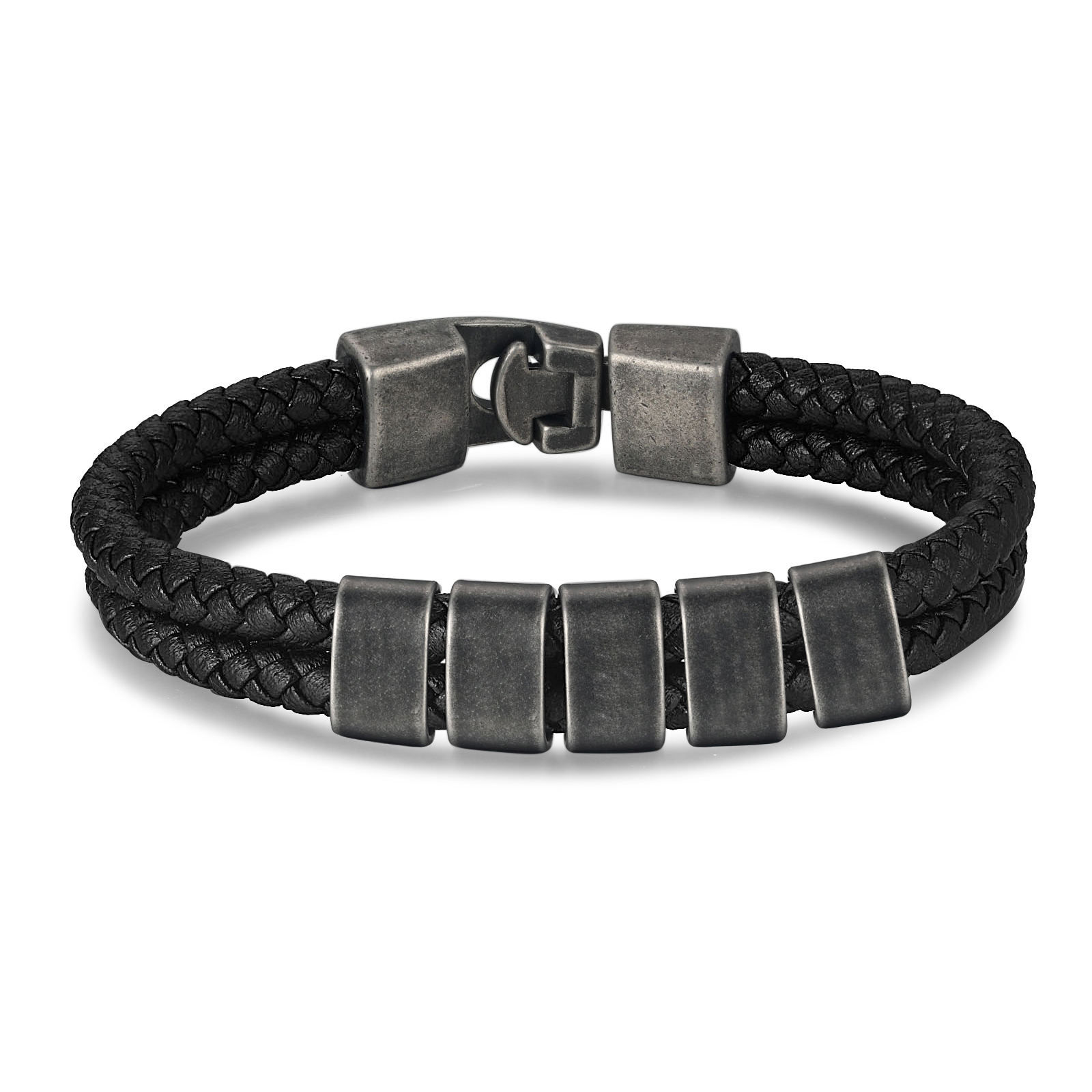 Personalised Retro Men Leather Bracelet with 5 Names Beaded Wrap Bracelet-Jessemade AU