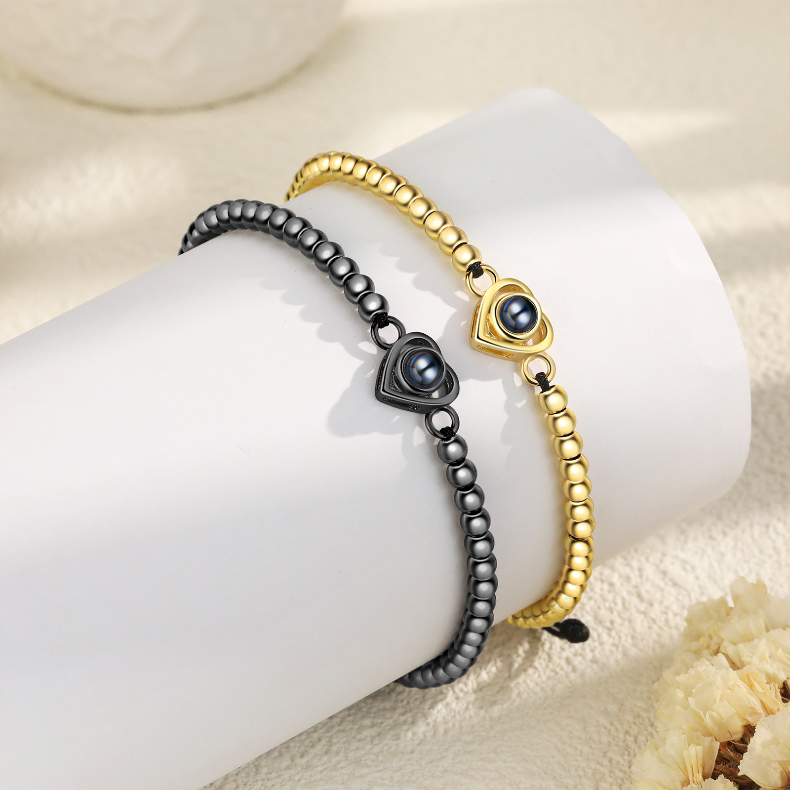 2 PCS Personalised Couple Projection Bracelet Customised 1 Photo Adjustable Bracelet Special Gift For Her/Him-Jessemade AU