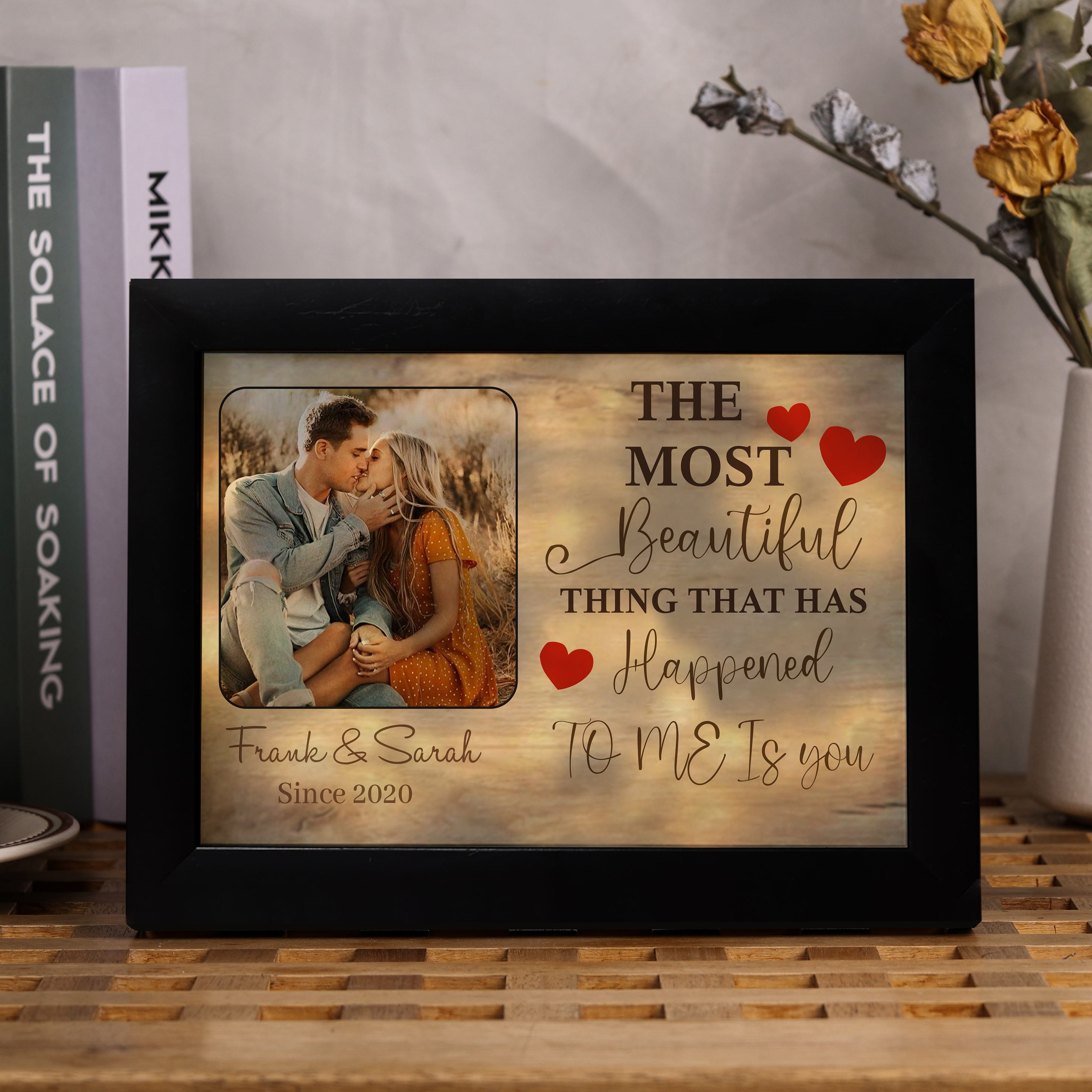 Personalised Couple Frame Custom 2 Names & Date Frame With Night Light Anniversary Gift For Him/Her -  The Most Beautiful Thing That Has Happened To Me Is You-Jessemade AU