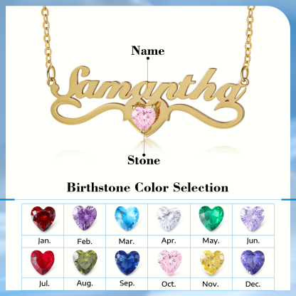 Personalised Women's Necklace Customised Name & Birthstone Necklace Birthday Gift for Her-Jessemade AU