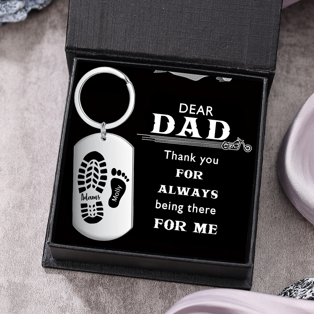 Personalised 2 Names & 1 Photo Keychain Custom Dad Shoe Baby Foot Keychain Father's Day Gifts-Jessemade AU
