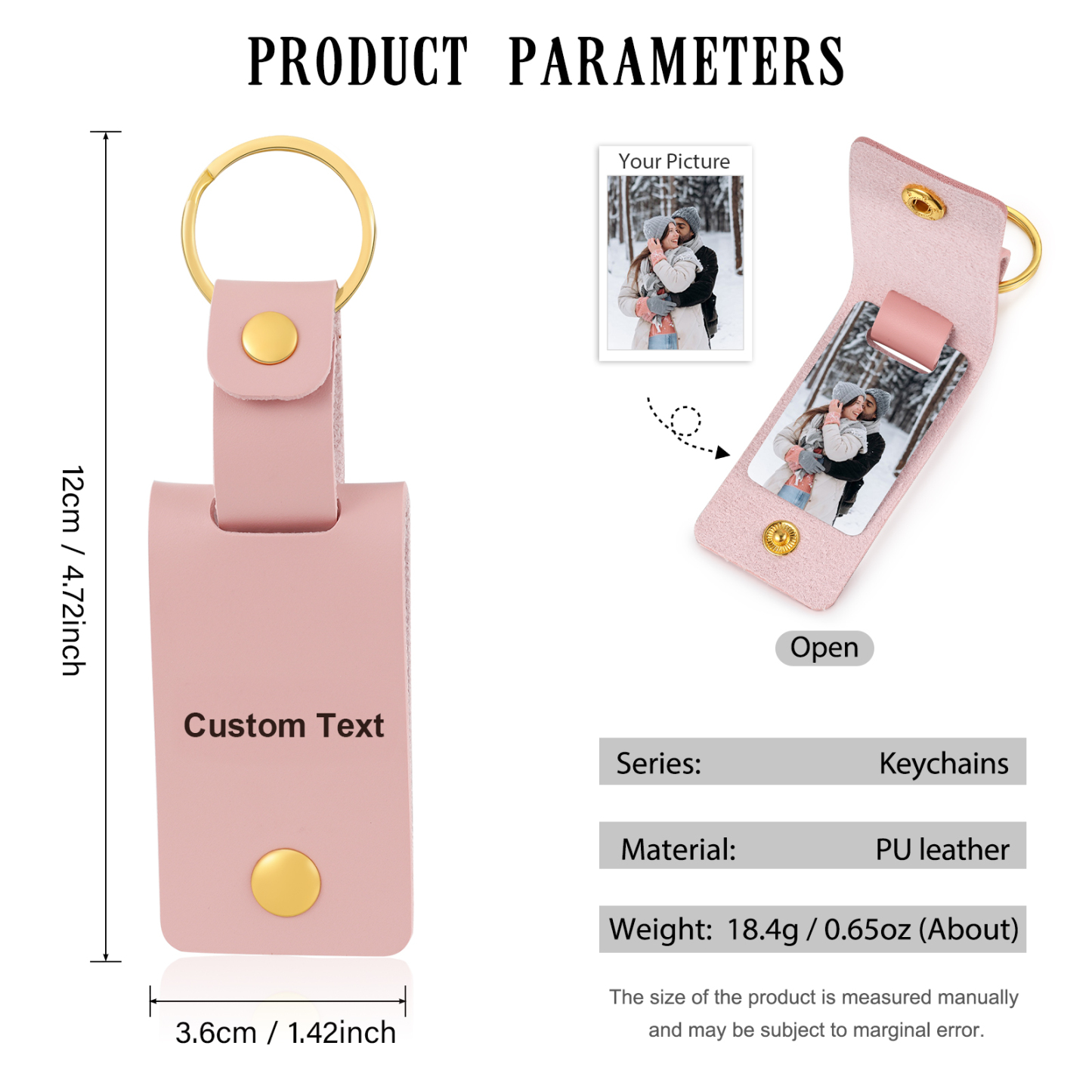 Personalised Photo Keychain Customised with Text Leather Keyring Couple Keychain Gift for Him/her-Jessemade AU