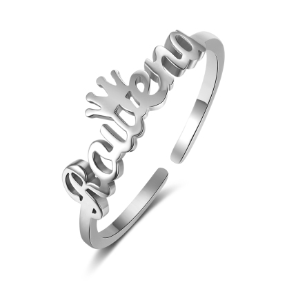 Customised Crown Name Ring Classic Adjustable Ring for Her-Jessemade AU
