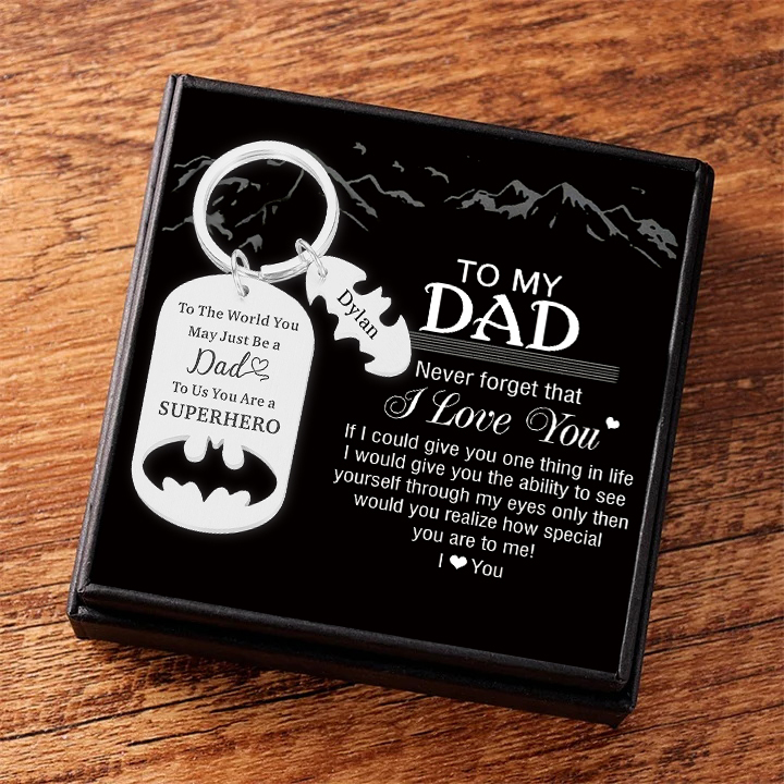 Father Keychain You Are A Superhero Personalised 1 Name Bat Keychain Gifts for Batman Dad-Jessemade AU