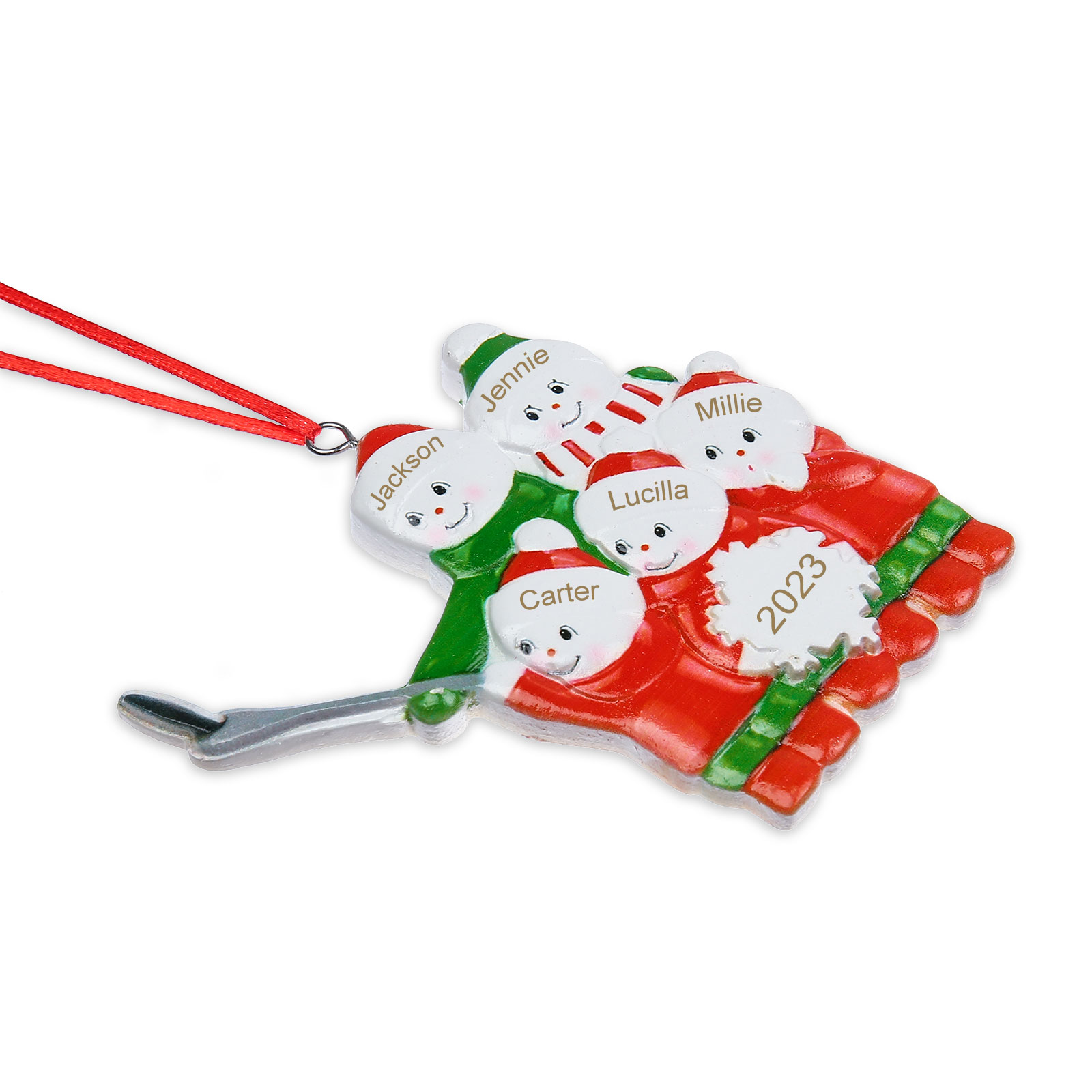 5 Names - Personalised Resin Christmas Ornaments Customised Name & Year Xmas Decor Gifts for Family Friends-Jessemade AU