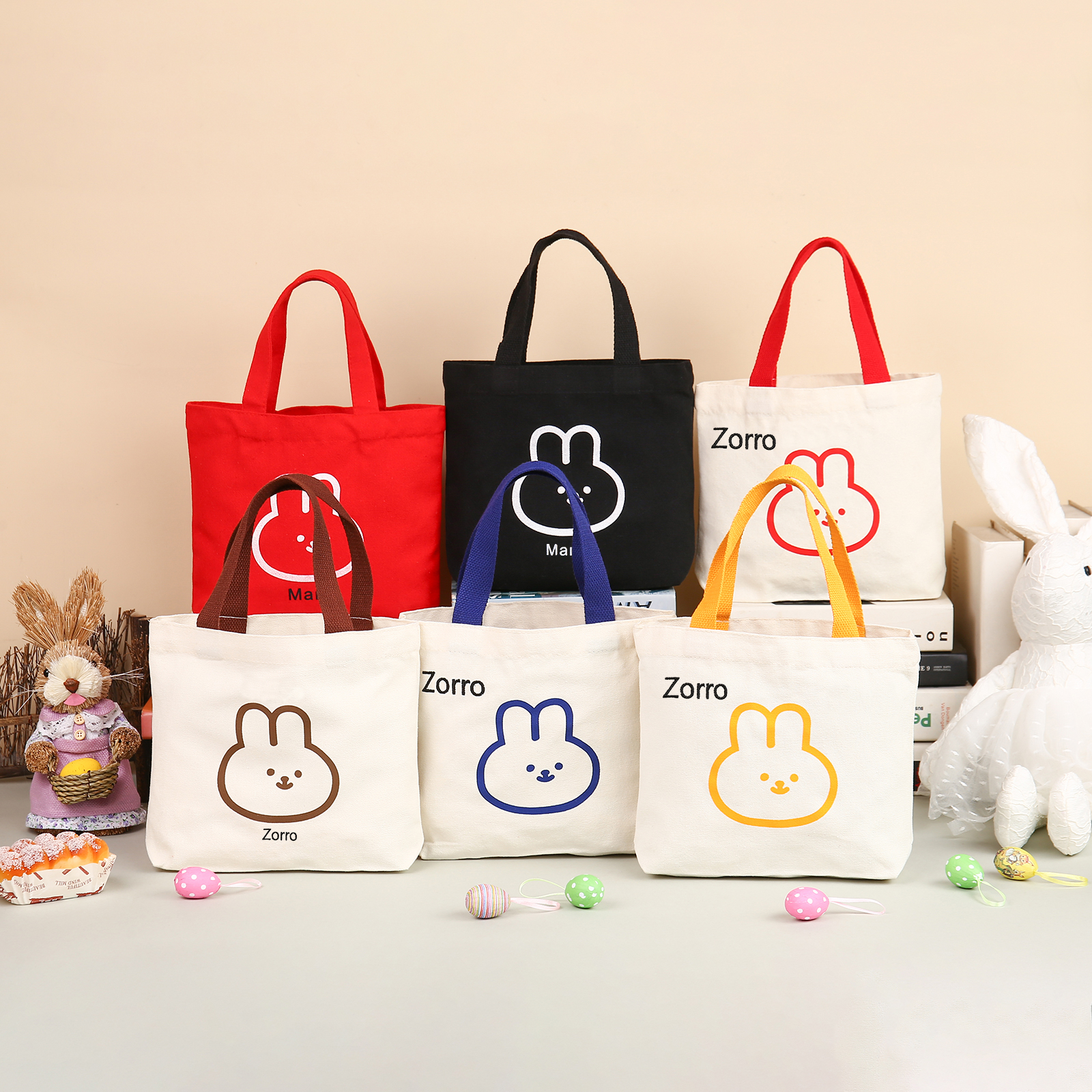 Personalised Bunny Tote Bag Customised with Name Bunny Handbag Easter Gifts-Jessemade AU