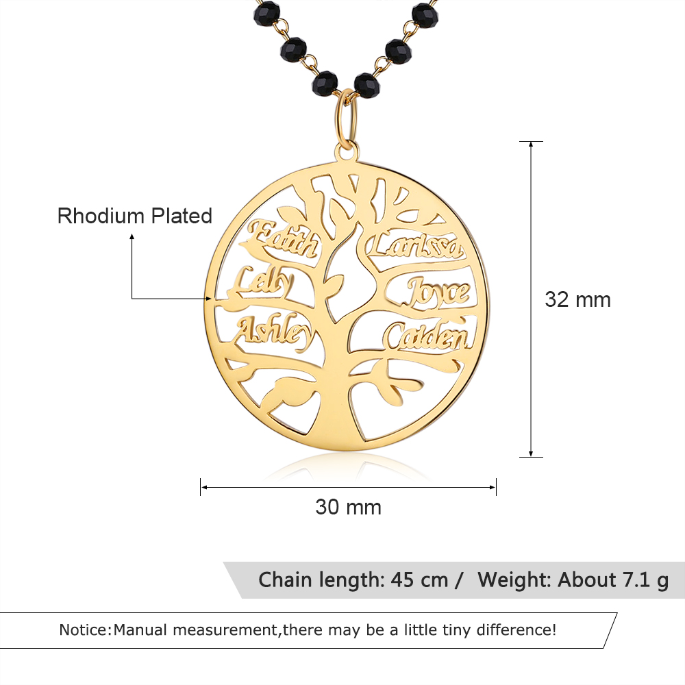 Personalised Family Tree Necklace Custom 6 Names Necklace Gift For Mother-Jessemade AU