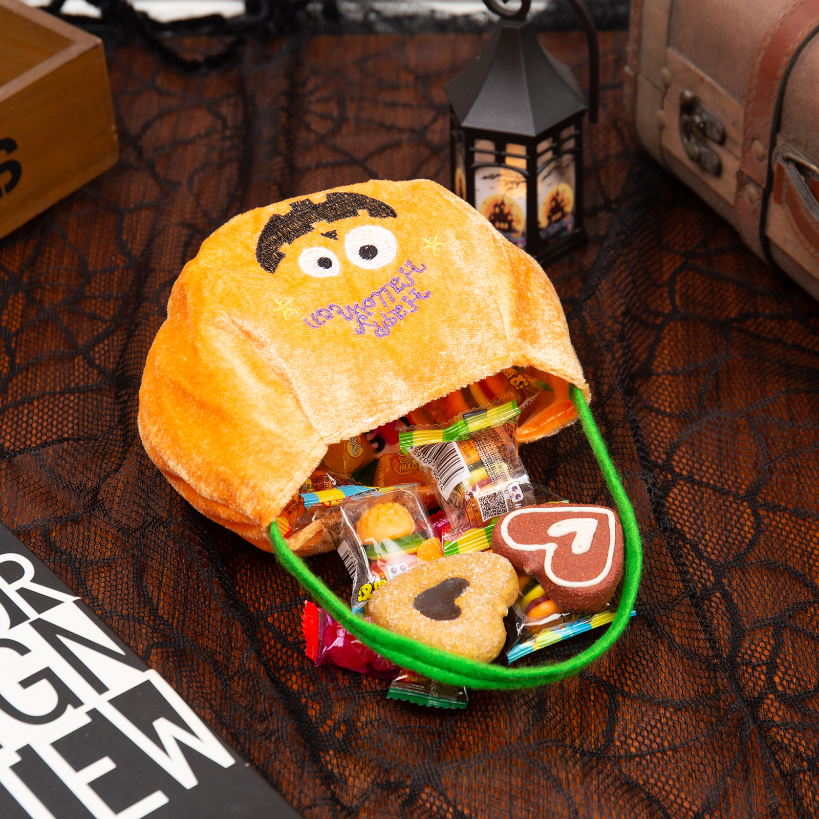 Halloween Tote Bag Custom 1 Name Pumpkin Tote Bag Halloween Candy Bag for Kids-Jessemade AU