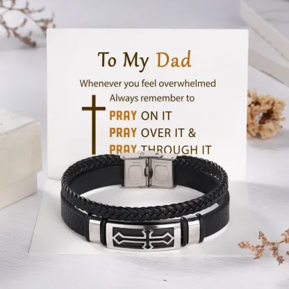 Braided Leather Bracelet with Message Card Inspirational Men's Bracelet for Him-Jessemade AU