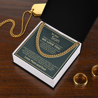 To Our Son Necklace Cuban Link Chain Necklace Gift Set - Always Remember How Much We Love You-Jessemade AU
