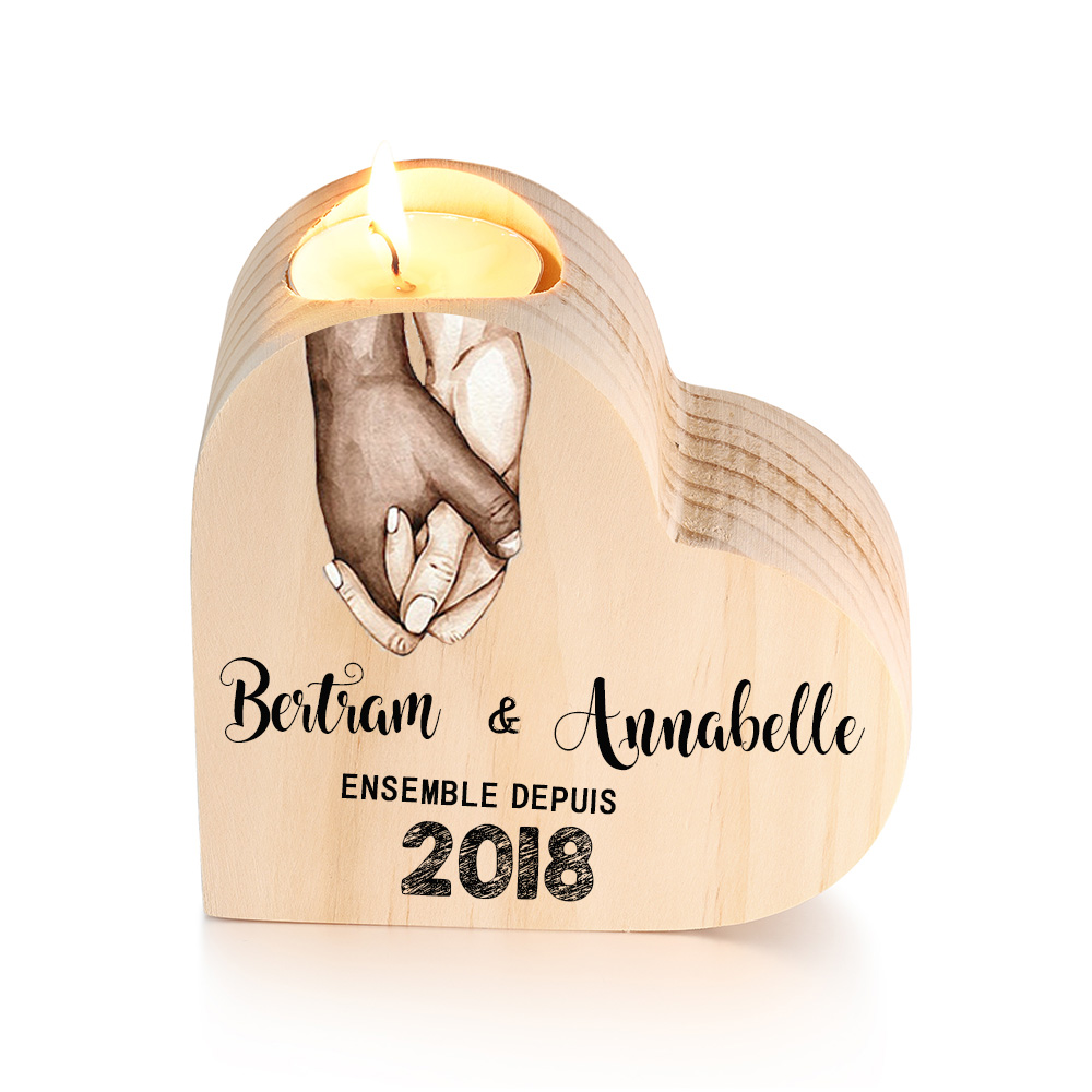 Couple Wooden Heart Candle Holder Hand Gesture Heart Promise Candlesticks-Jessemade AU
