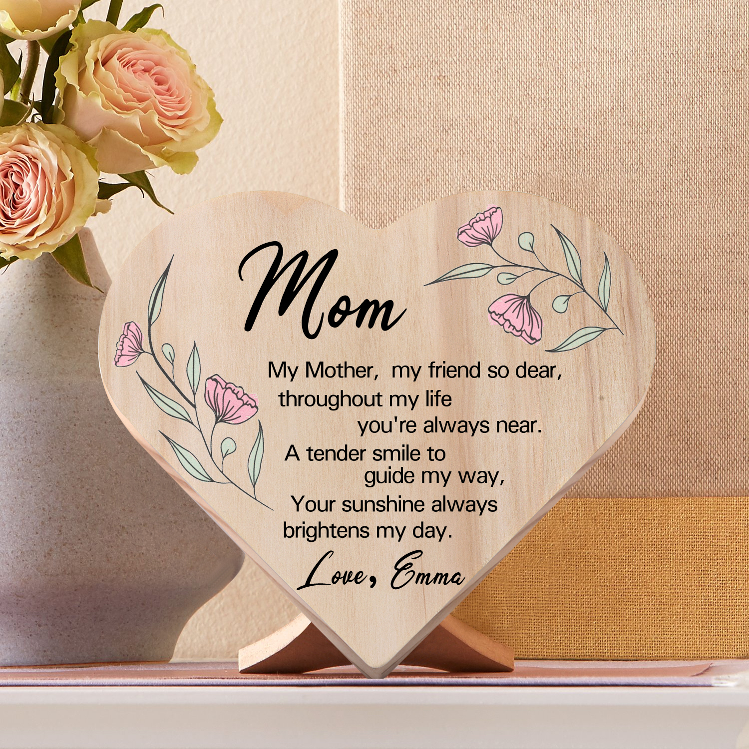To My Mom Personalised Wooden Heart Keepsake Desktop Ornament "For all the times I forgot to thank you" Mothers Gifts-Jessemade AU