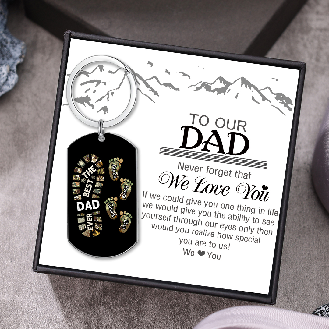 Personalised 5 Names Keychain Custom Dad Shoe Baby Feet Keychain Father's Day Gift for Dad-Jessemade AU