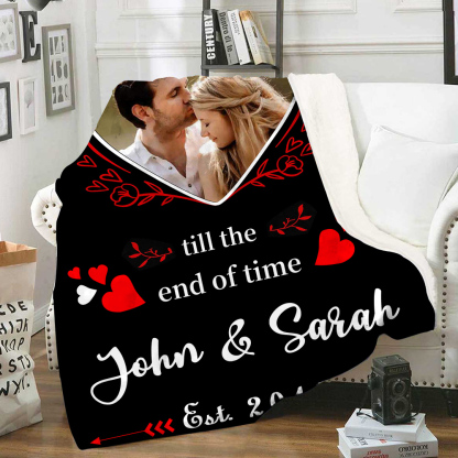 Personalised Couple Blanket Customised 2 Names & Date & Photo Blanket Gift for Him/Her - I Love You Till The End Of Time-Jessemade AU