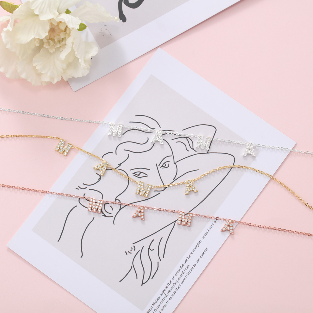 925 Sterling Silver Letter Name Necklace-Jessemade AU