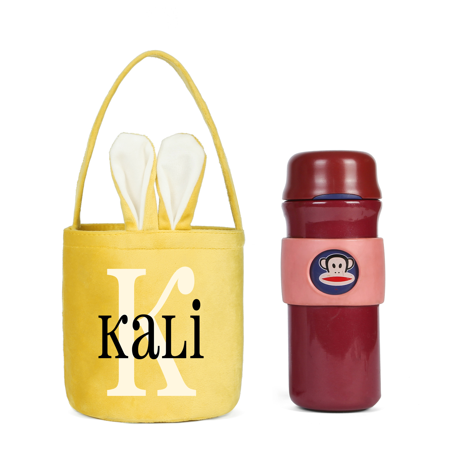 Personalised Bunny Tote Bag Custom Name & Letter Bunny Basket Bucket Bag Easter Gifts-Jessemade AU