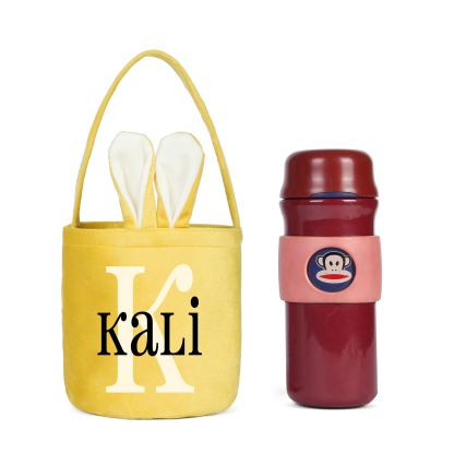 Personalised Bunny Tote Bag Custom Name & Letter Bunny Basket Bucket Bag Easter Gifts-Jessemade AU