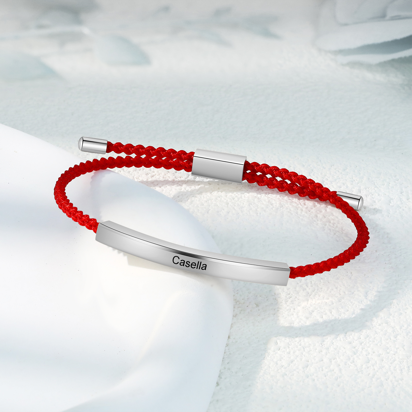 Personalised Braided Rope Bracelet Custom Name & Text Bar Bracelet for Her/Him-Jessemade AU