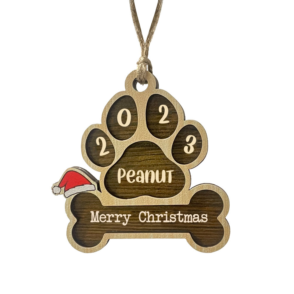 Personalised Christmas Dog Paw Ornament Custom Name & Text & Year Hanging Ornament Christmas Gifts-Jessemade AU
