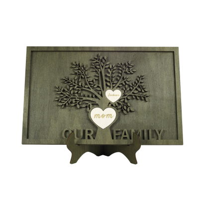 Family Tree Wood Frame Personalised Family Tree Sign Custom 2 Names Plaque-Jessemade AU