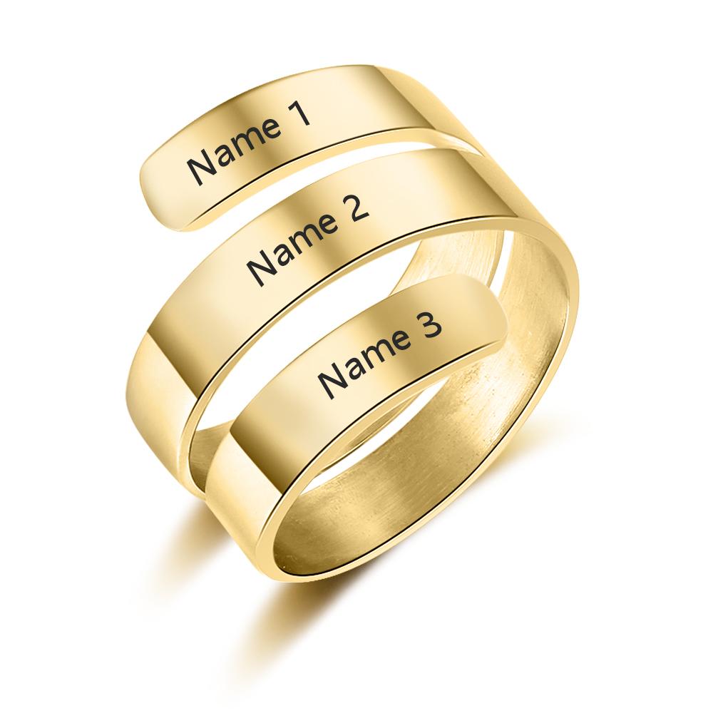 Personalised Ring for 3 Best Friend Engraved Name Wrap Ring-Jessemade AU