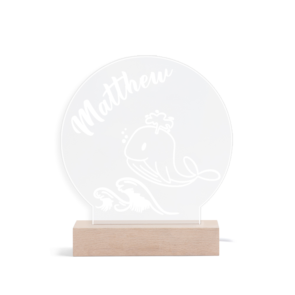 Whale Night Light Personalised Name LED Lamp Custom Animal Night Light Gifts For Kids-Jessemade AU