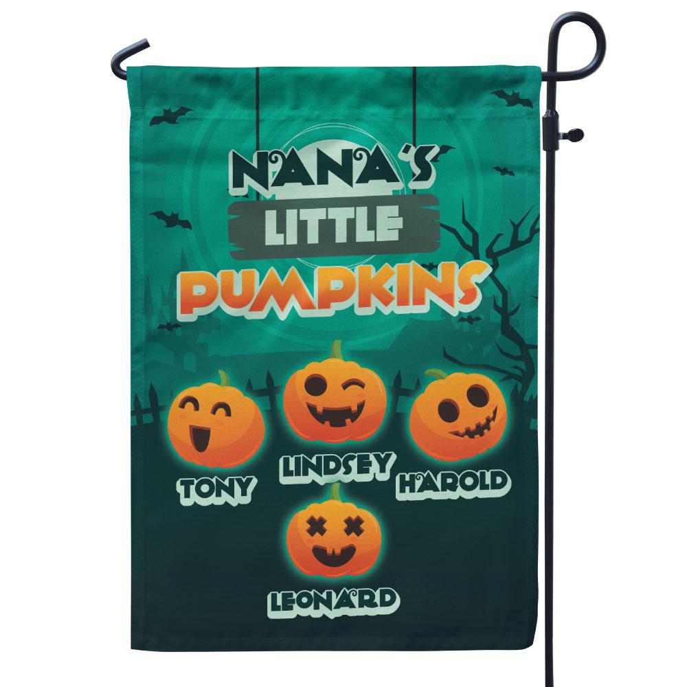 Personalised Halloween Garden Flag Custom 4 Names Flag "Grandma's Little Pumpkins"-Jessemade AU