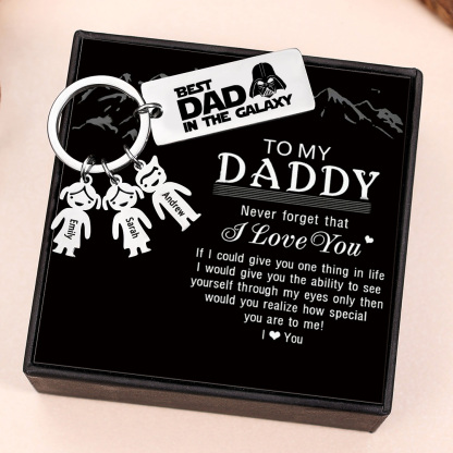 Personalised Best Dad in The Galaxy Keychain with 1 Kid Charm Father's Day Gift-Jessemade AU