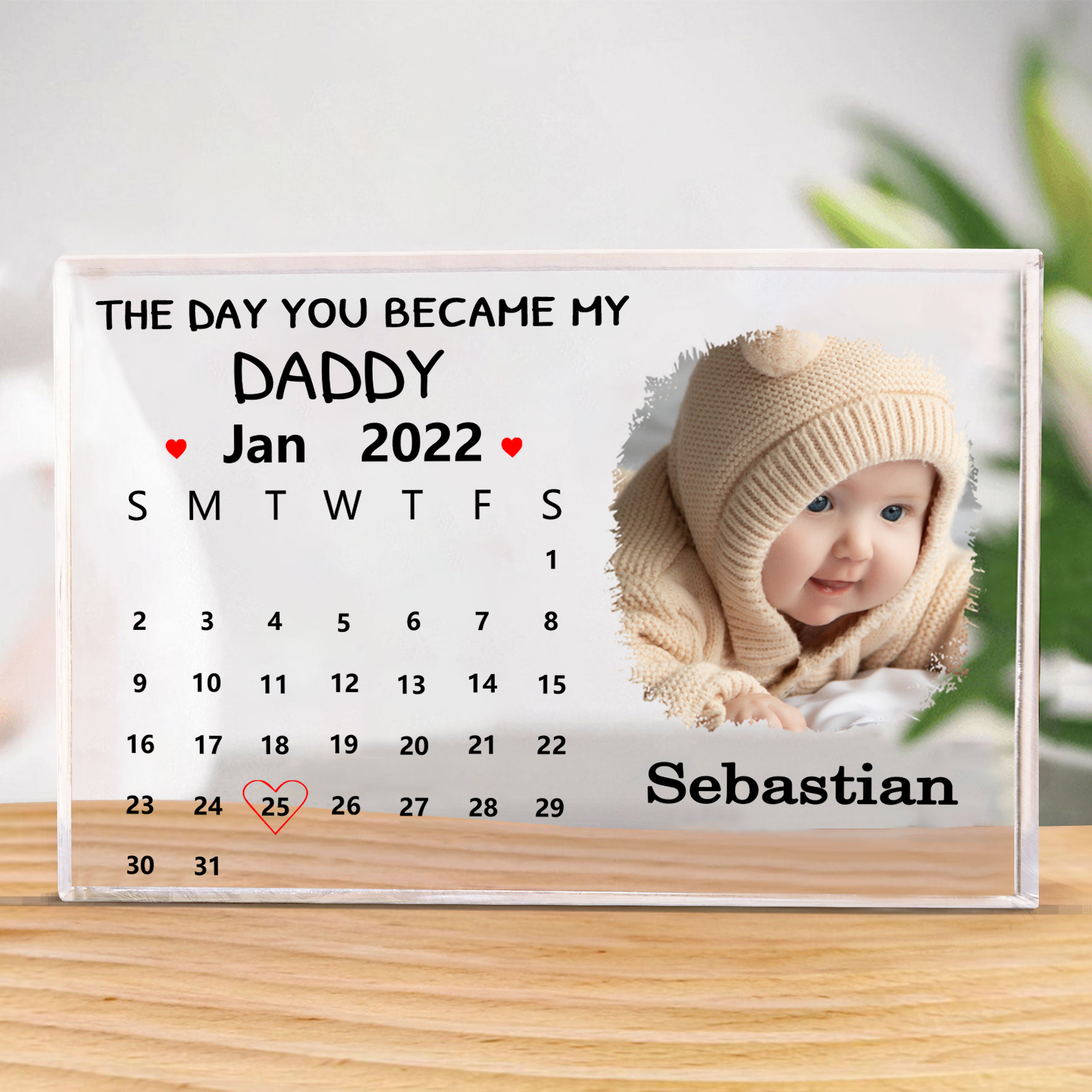 Personalised Photo & Date & Name Acrylic Rectangle Keepsake Calendar Acrylic Plaque - The Day You Became My Daddy-Jessemade AU