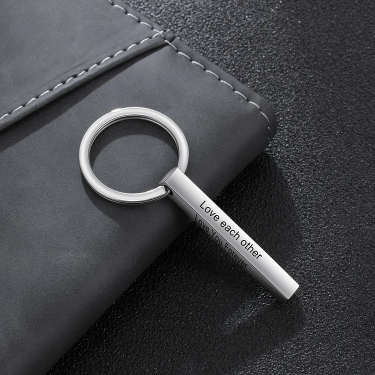 Personalised Stainless Steel Keychain Customised 4 Texts Keyring Gift for Him/Her-Jessemade AU